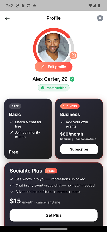 Verified, safe profiles